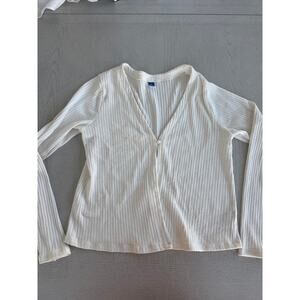 Old Navy White Single Button Cardigan Angelcore Romantic Coquette Cottagecore G